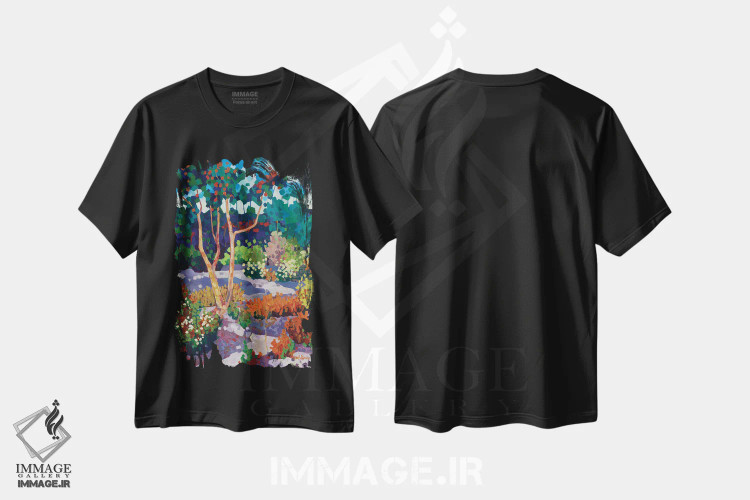 تیشرت مشکی طرح دار – تیشرت هنری ,من به رنگ ها خواب می بینم اثر ملیسا رید-دیواین immage.ir