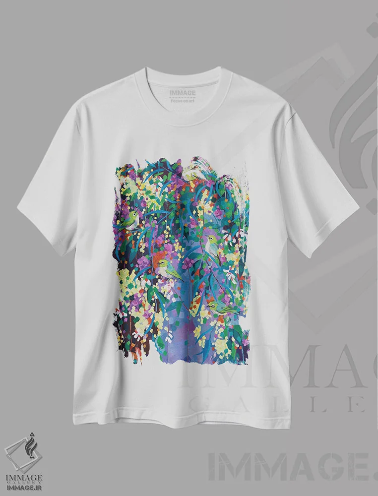 تیشرت سفید طرح دار – تیشرت هنری ,چشمان نقره ای در پس حجاب اثر ملیسا رید-دیواین فروشگاه ایماژ