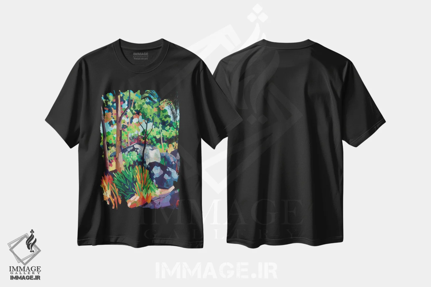 تیشرت مشکی طرح دار – تیشرت طبیعت ,لذت در جنگل بی راه اثر ملیسا رید-دیواین immage.ir