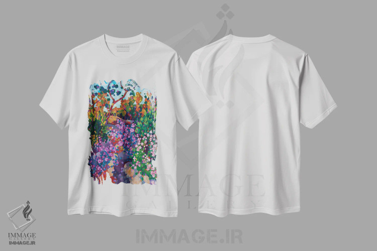 تیشرت سفید طرح دار – تیشرت طبیعت ,زمین آراسته اثر ملیسا رید-دیواین immage.ir