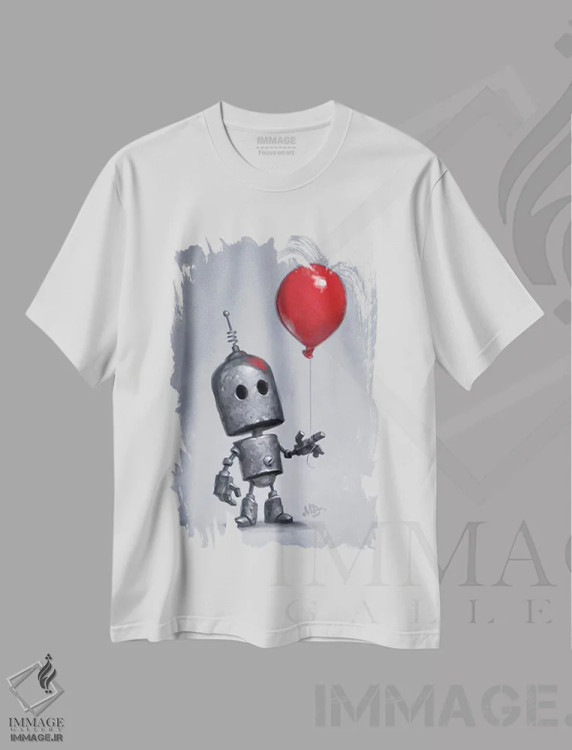 تیشرت سفید طرح دار – تیشرت فانتزی ,بادکنک قرمز اثر مت دیکسون فروشگاه ایماژ
