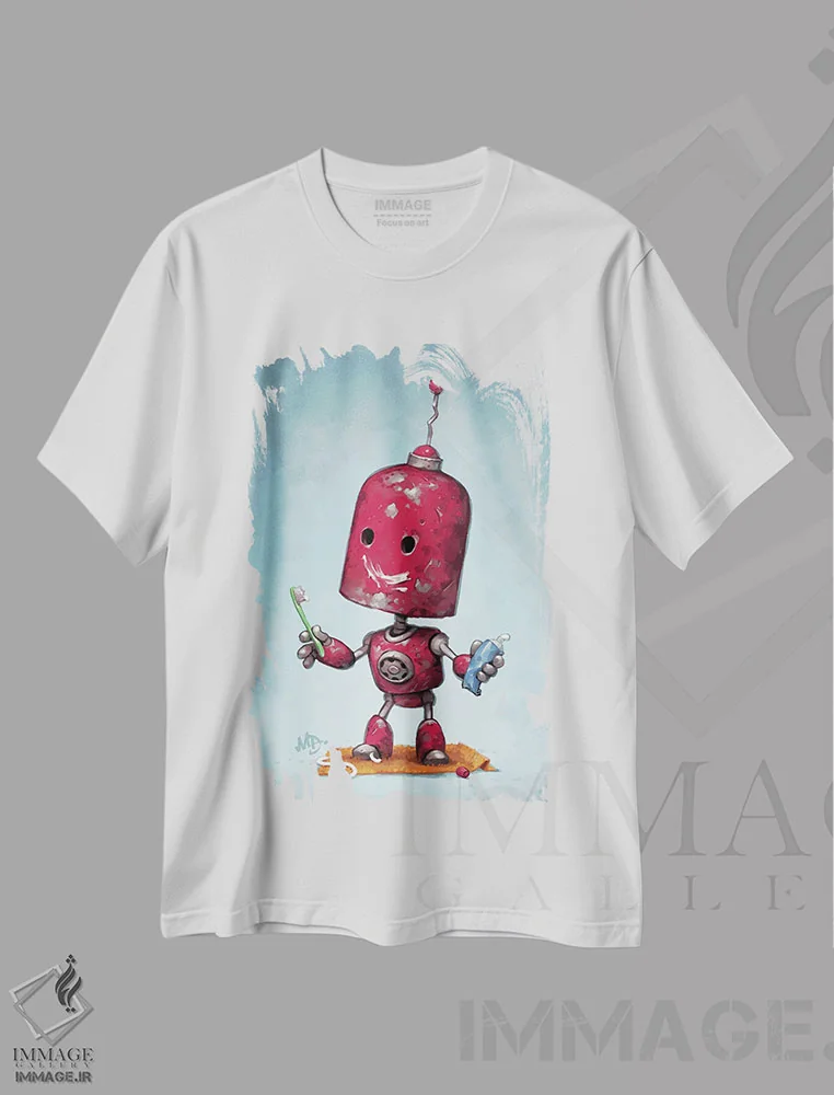 تیشرت سفید طرح دار – تیشرت فانتزی ,چهره شجاع اثر مت دیکسون فروشگاه ایماژ