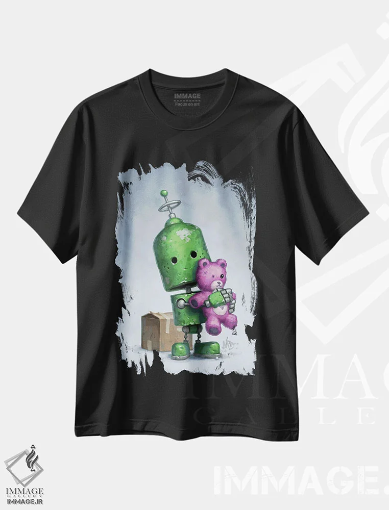تیشرت مشکی طرح دار – تیشرت هنری فانتزی ,اینجا و اکنون اثر مت دیکسون immage.ir