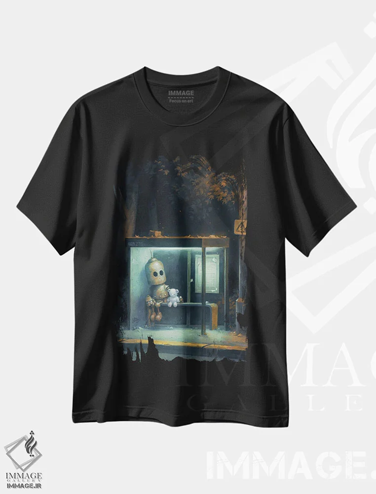 تیشرت مشکی طرح دار – تیشرت هنری فانتزی ,خدمات شبانه اثر مت دیکسون فروشگاه ایماژ