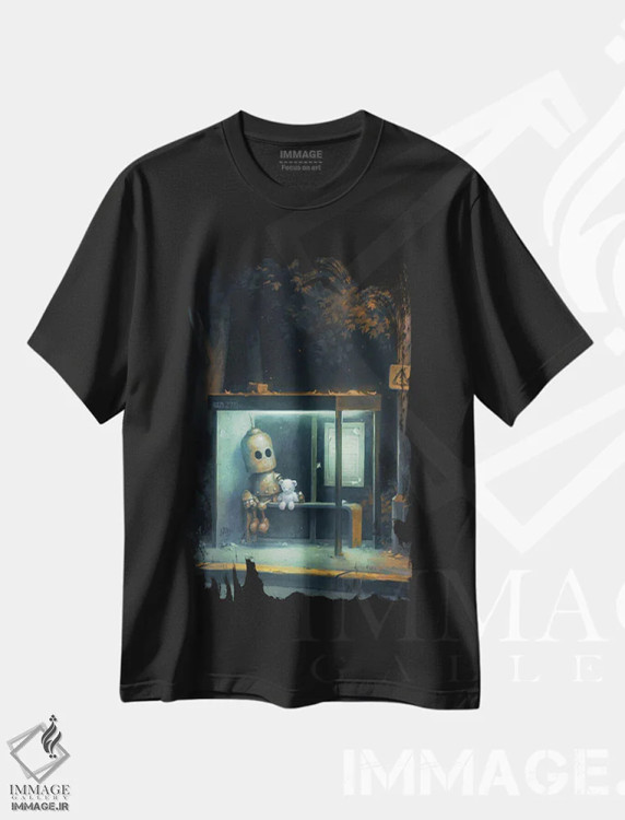 تیشرت مشکی طرح دار – تیشرت هنری فانتزی ,خدمات شبانه اثر مت دیکسون فروشگاه ایماژ