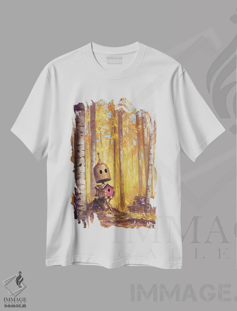 تیشرت سفید طرح دار – تیشرت فانتزی طبیعت ,دلتنگی اثر مت دیکسون فروشگاه ایماژ