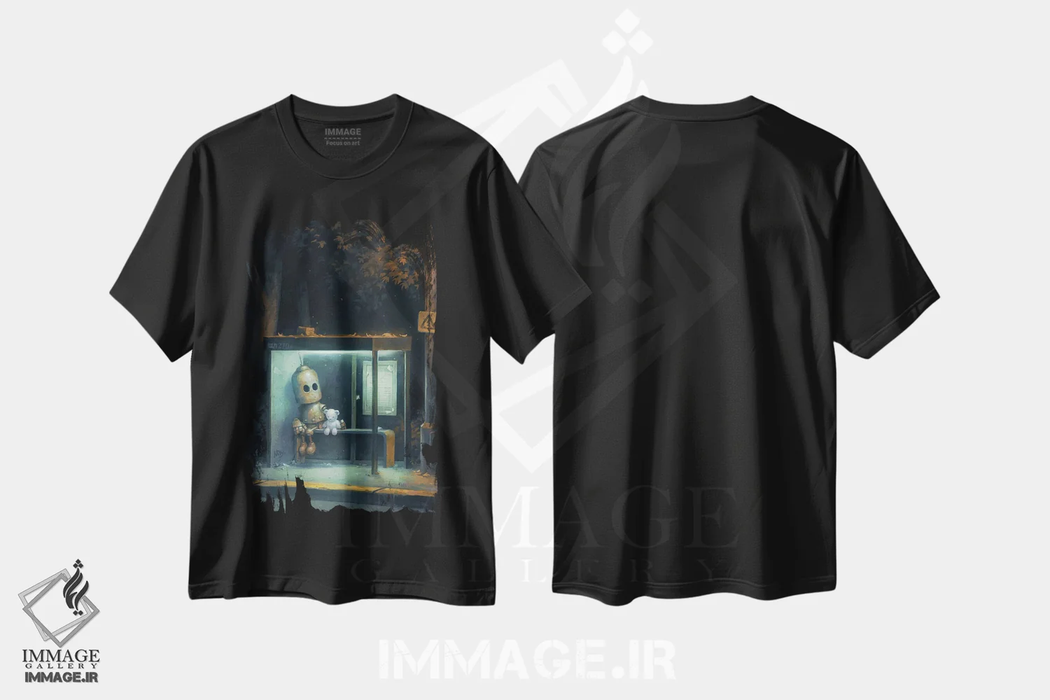 تیشرت مشکی طرح دار – تیشرت هنری فانتزی ,خدمات شبانه اثر مت دیکسون فروشگاه ایماژ
