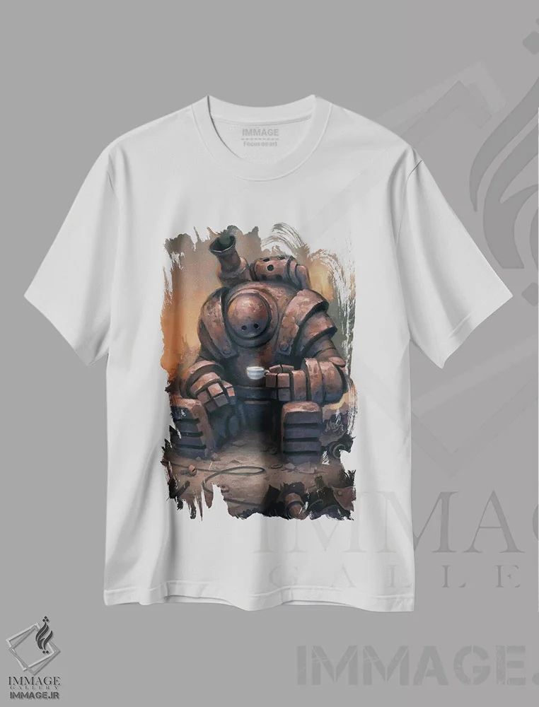 تیشرت سفید طرح دار – تیشرت فانتزی ,استراحت چای اثر مت دیکسون فروشگاه ایماژ