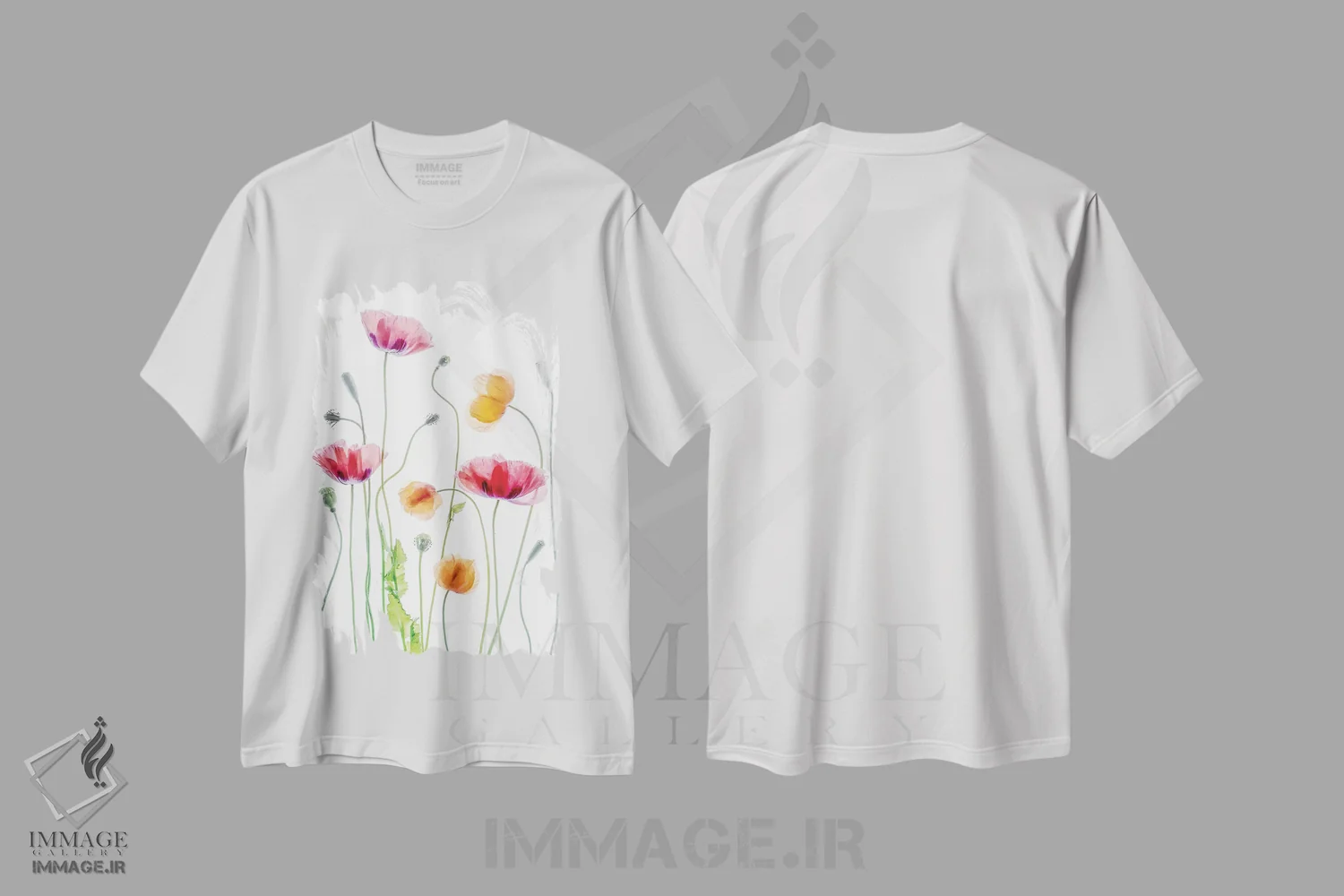 تیشرت سفید طرح دار – تیشرت گلدار ,شقایق ها اثر مندی دیشر immage.ir