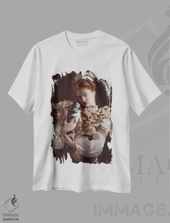 تیشرت سفید طرح دار – تیشرت فانتزی ,فرشتگان تا گردن اثر میکائلا دوریسووا immage.ir