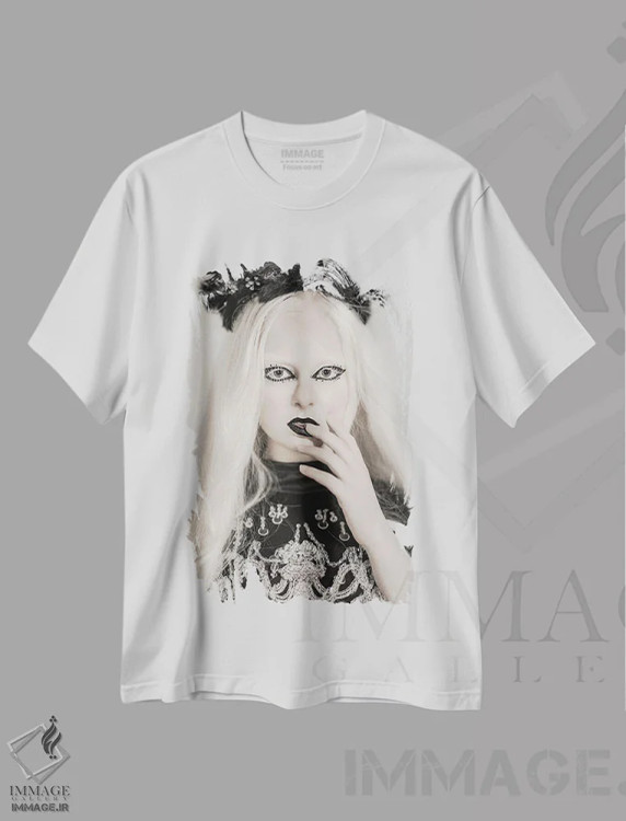 تیشرت سفید طرح دار – تیشرت گوتیک ,سیاه اثر میکائلا دوریسووا فروشگاه ایماژ