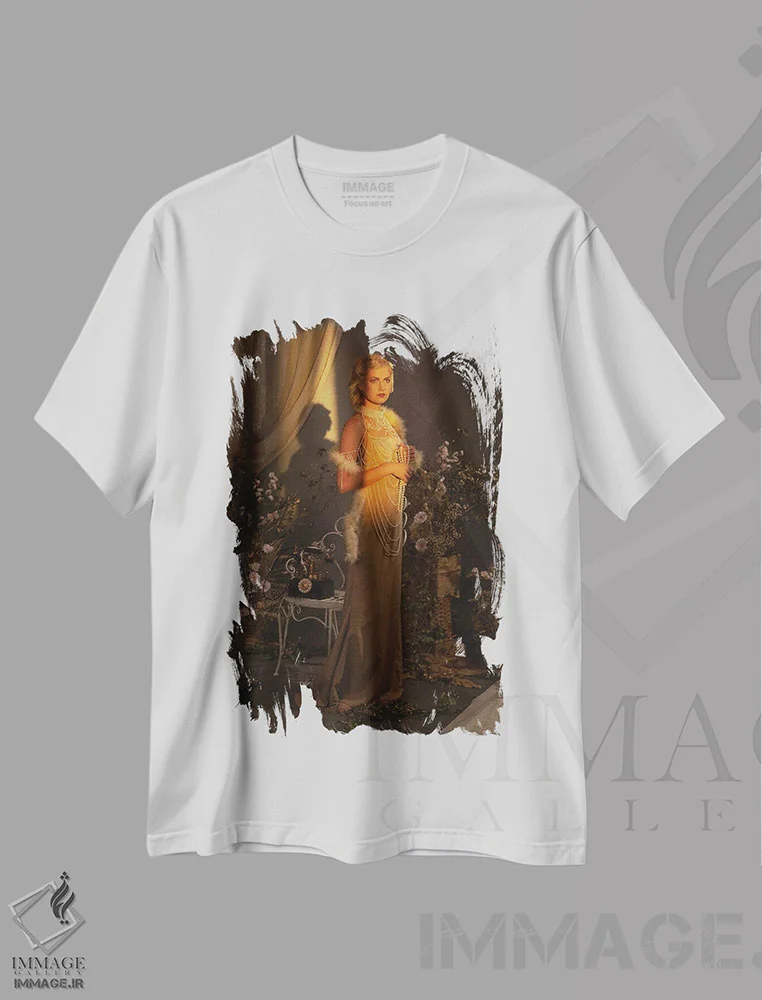 تیشرت سفید طرح دار – تیشرت هنری ,بانوی کلاسیک II اثر میکائلا دوریسووا فروشگاه ایماژ