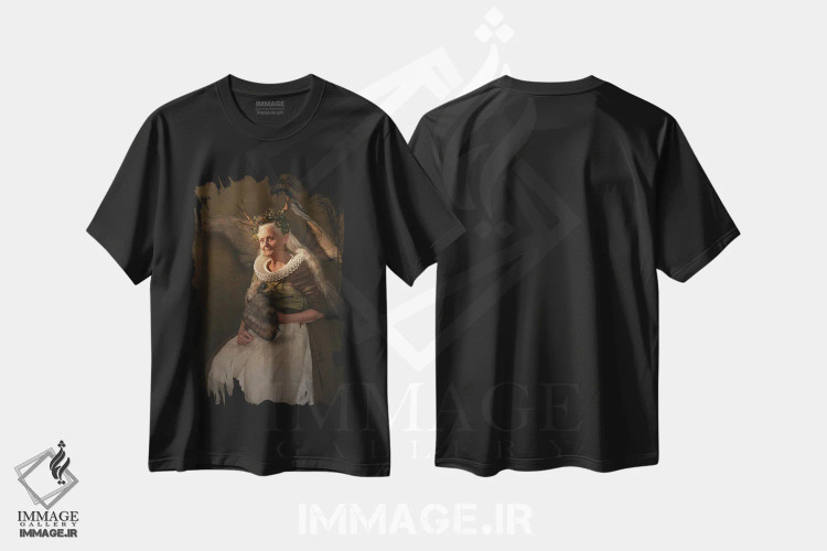 تیشرت مشکی طرح دار – تیشرت هنری فانتزی ,پری مادر خوب اثر میکائلا دوریسووا immage.ir