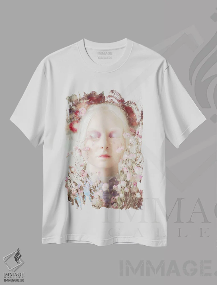 تیشرت سفید طرح دار – تیشرت هنری گلدار ,گل ها اثر میکائلا دوریسووا immage.ir