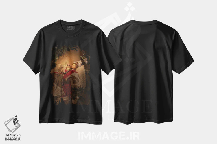 تیشرت مشکی طرح دار – تیشرت هنری زنانه ,مدام پمپادور II اثر میکائلا دوریسووا فروشگاه ایماژ