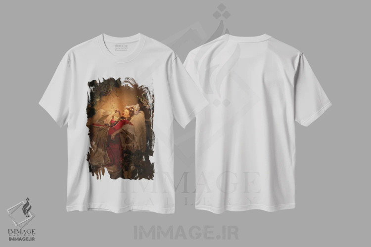 تیشرت سفید طرح دار – تیشرت هنری زنانه ,مدام پمپادور II اثر میکائلا دوریسووا immage.ir
