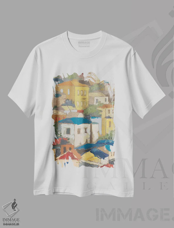 تیشرت سفید طرح دار – تیشرت هنری معماری ,بام های اصلی I اثر مگان میگر immage.ir