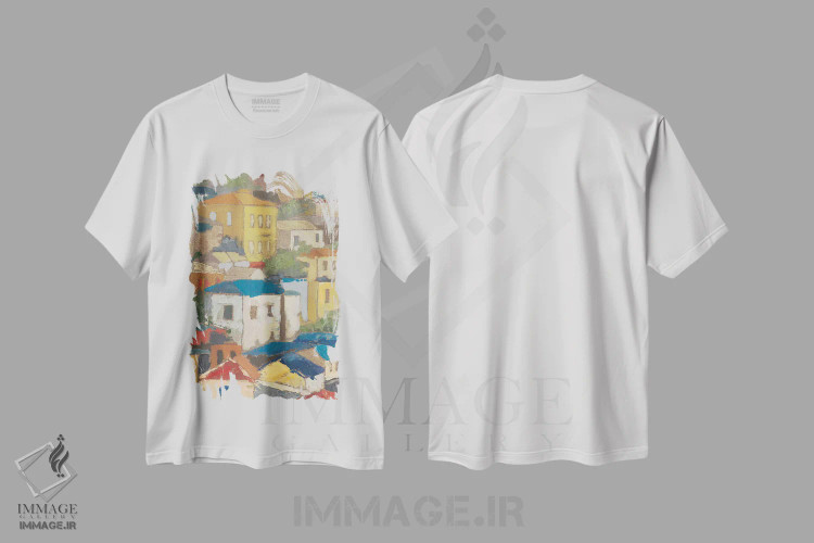 تیشرت سفید طرح دار – تیشرت هنری معماری ,بام های اصلی I اثر مگان میگر immage.ir