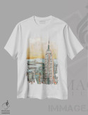 تیشرت سفید طرح دار – تیشرت شهری ,ساختمان امپایر استیت اثر ماری الین کوسون فروشگاه ایماژ
