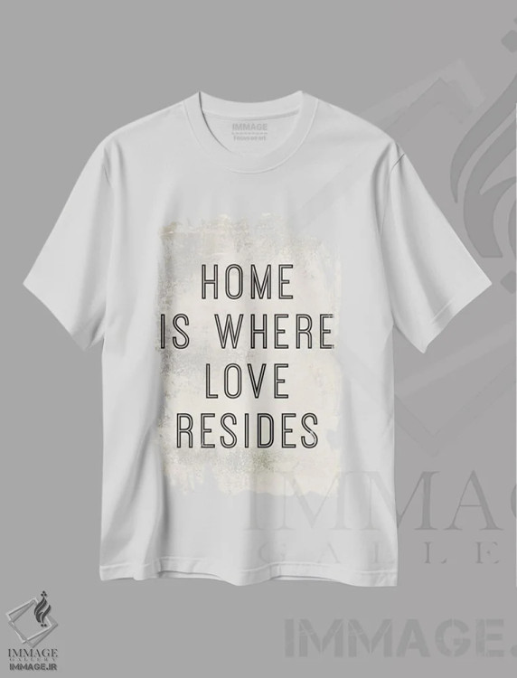 تیشرت سفید طرح دار – تیشرت تایپوگرافی ,خانه همانجاست که عشق سکونت دارد پانل I اثر ماری الین کوسون فروشگاه ایماژ