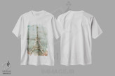تیشرت سفید طرح دار – تیشرت شهری ,برج ایفل اثر ماری الین کوسون فروشگاه ایماژ