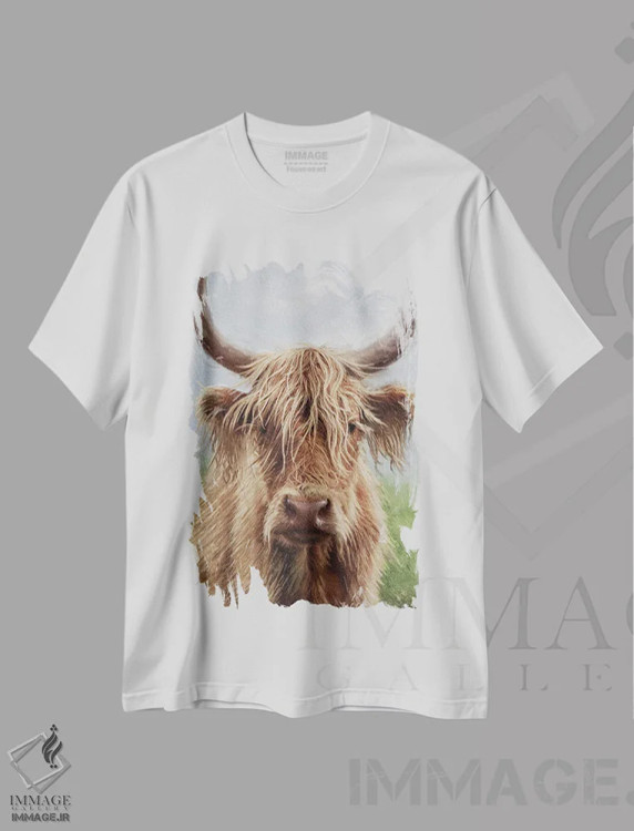 تیشرت سفید طرح دار – تیشرت حیوانات ,پرتره هایلند II اثر ماری الین کوسون immage.ir