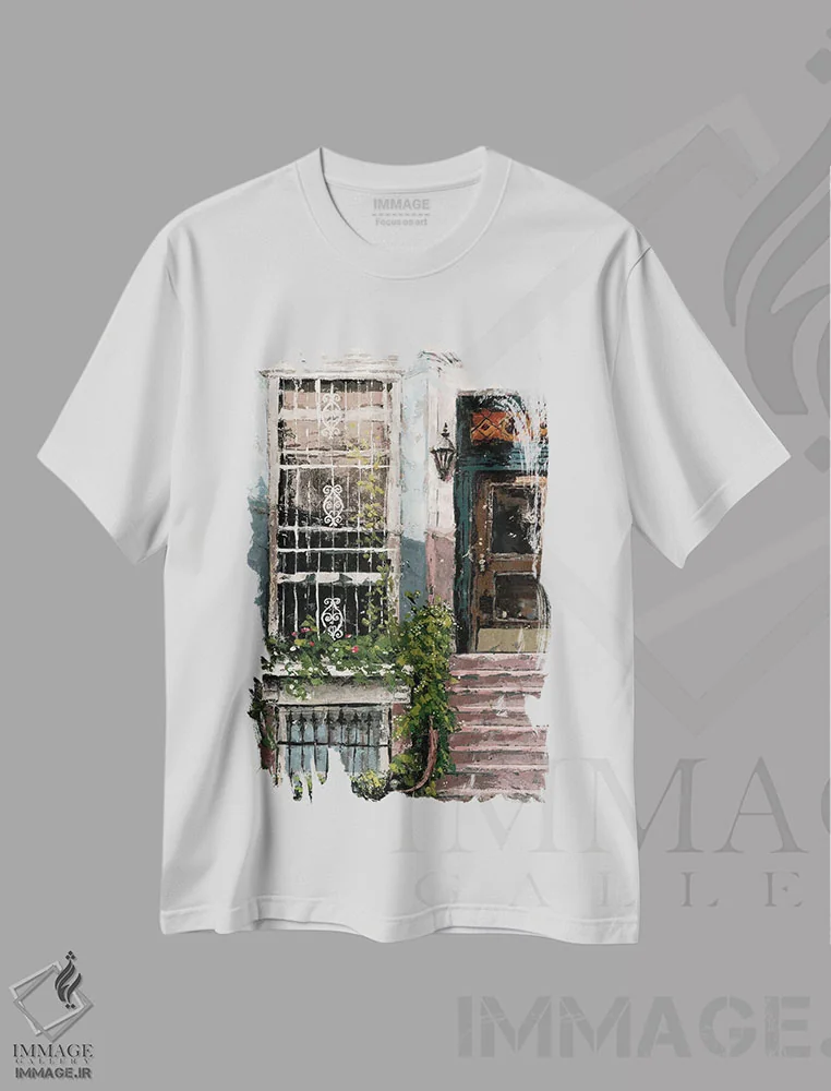تیشرت سفید طرح دار – تیشرت شهری ,محله نیویورک I اثر ماری الین کوسون immage.ir