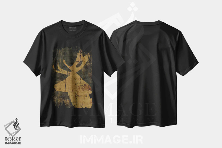 تیشرت مشکی طرح دار – تیشرت حیوانات ,حیوانات کلبه روستایی: گوزن اثر ماری الین کوسون فروشگاه ایماژ