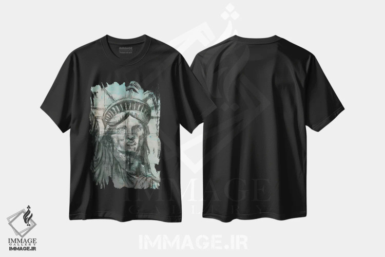 تیشرت مشکی طرح دار – تیشرت شهری ,مجسمه آزادی اثر ماری الین کوسون immage.ir