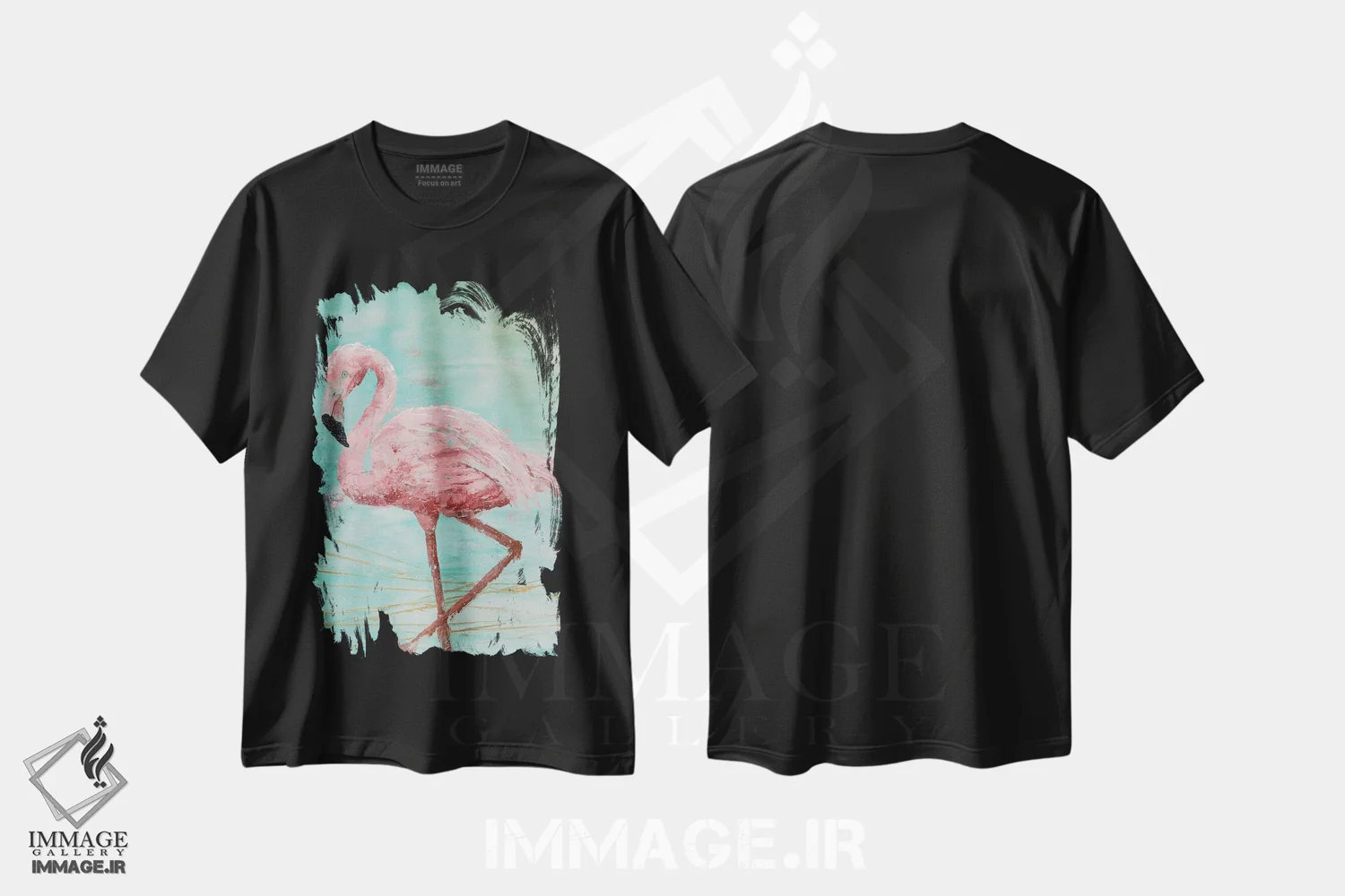 تیشرت مشکی طرح دار – تیشرت پرنده ,فلامینگوی صورتی II اثر ماری الین کوسون immage.ir