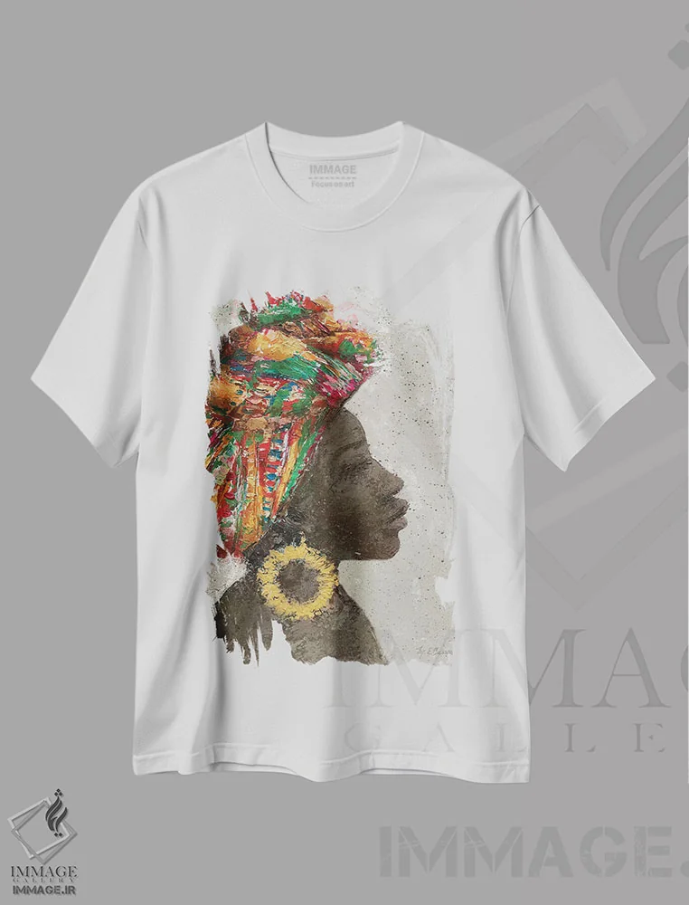تیشرت سفید طرح دار – تیشرت هنری ,پرتره زن اثر ماری الین کوسون immage.ir