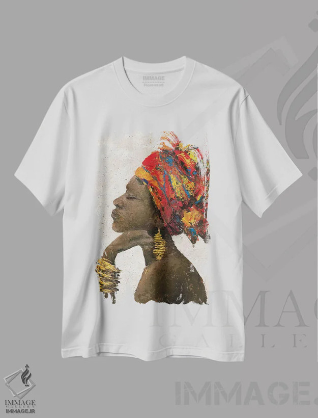 تیشرت سفید طرح دار – تیشرت مد ,پرتره زن اثر ماری الین کوسون فروشگاه ایماژ