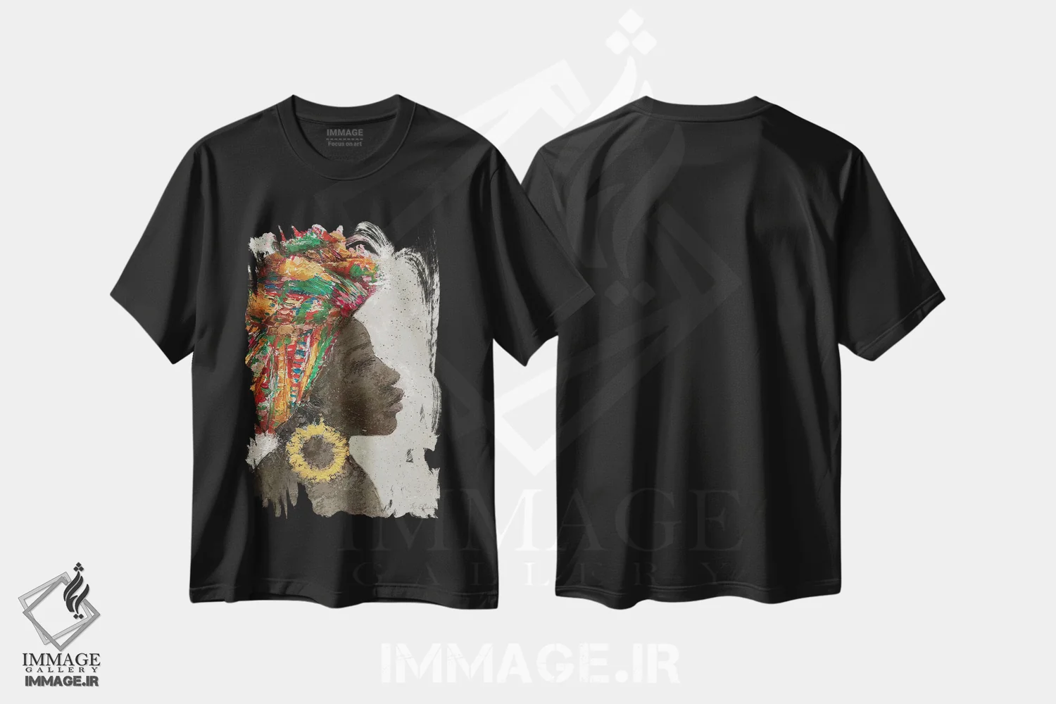 تیشرت مشکی طرح دار – تیشرت هنری ,پرتره زن اثر ماری الین کوسون فروشگاه ایماژ