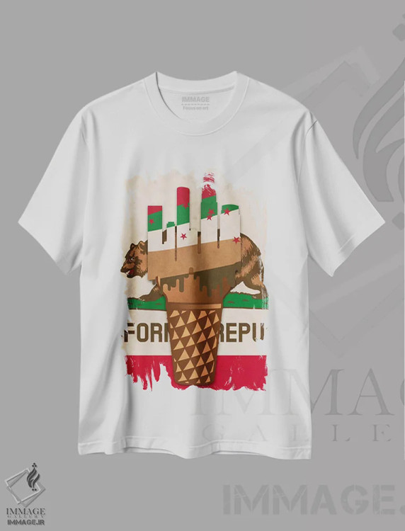 تیشرت سفید طرح دار – تیشرت فانتزی ,شهر بستنی اثر فایو بای فایو کالکتیو immage.ir