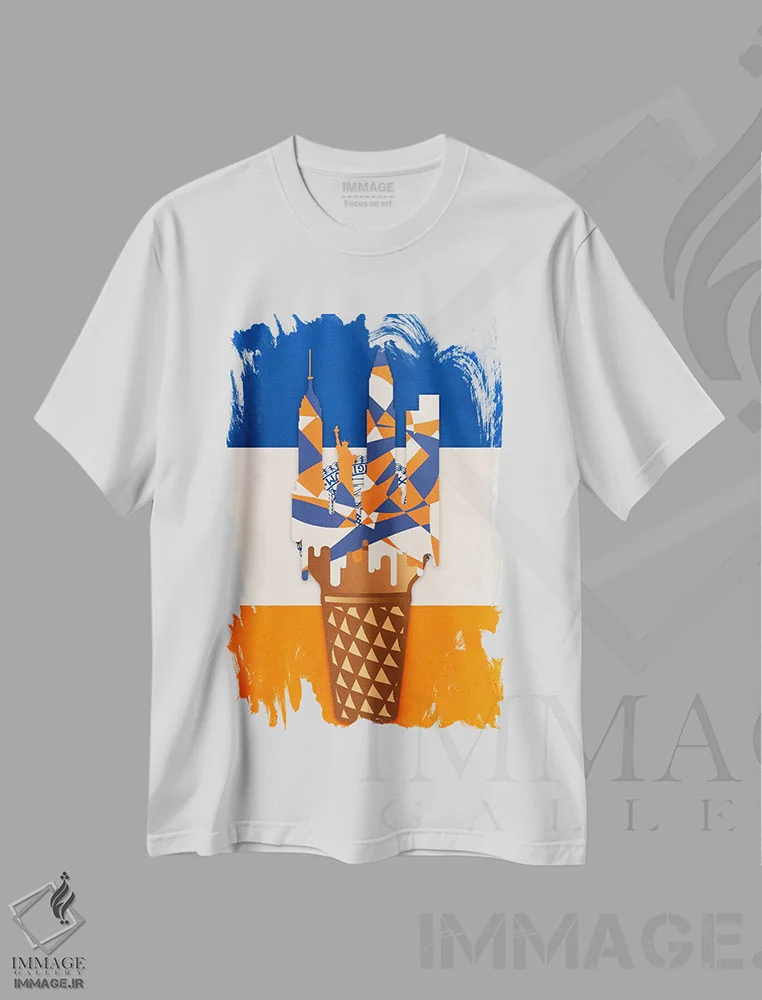 تیشرت سفید طرح دار – تیشرت پاپ آرت ,آنقدر یخی که دوبار ساختند! اثر فایو بای فایو کالکتیو فروشگاه ایماژ