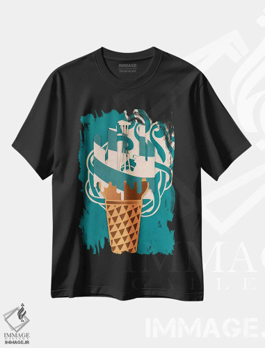 تیشرت مشکی طرح دار – تیشرت هنری ,بستنی خیرخواهی اثر فایو بای فایو کالکتیو فروشگاه ایماژ