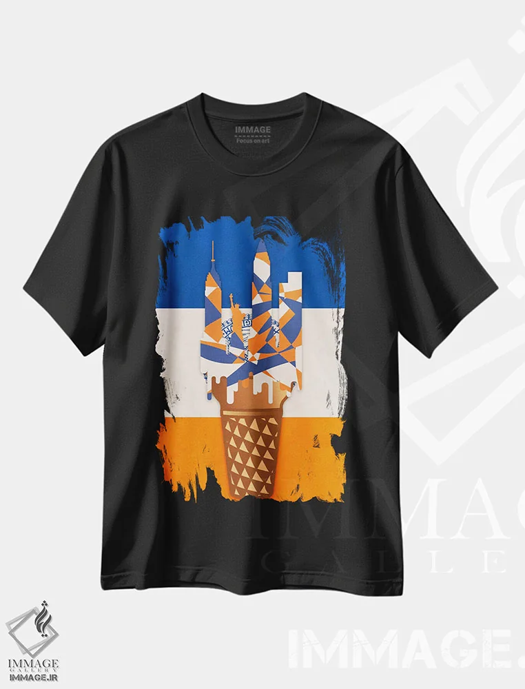 تیشرت مشکی طرح دار – تیشرت پاپ آرت ,آنقدر یخی که دوبار ساختند! اثر فایو بای فایو کالکتیو immage.ir