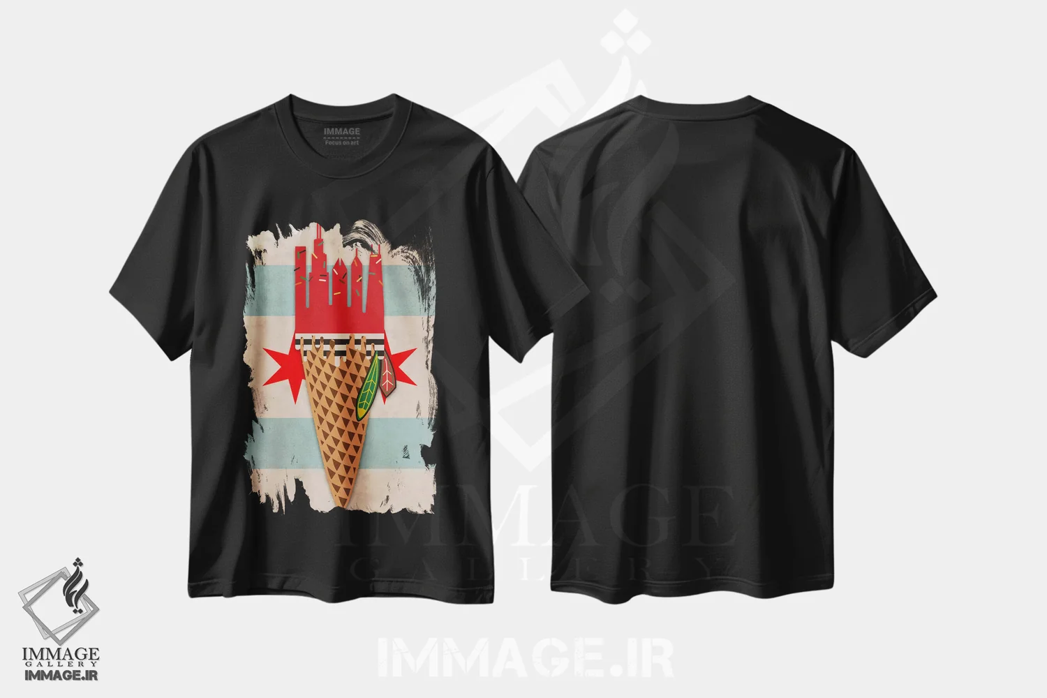 تیشرت مشکی طرح دار – تیشرت شهری ,شاهین های شهر بادی اثر فایو بای فایو کالکتیو فروشگاه ایماژ