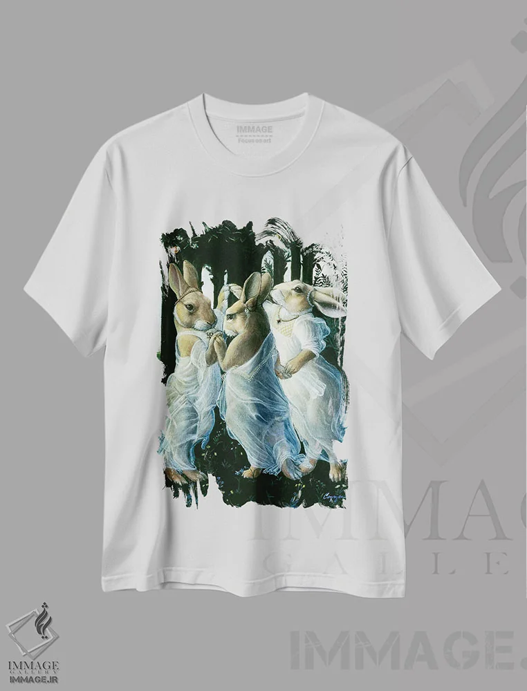 تیشرت سفید طرح دار – تیشرت حیوانات ,ظرافت های خرگوشی اثر ملیندا کوپر فروشگاه ایماژ
