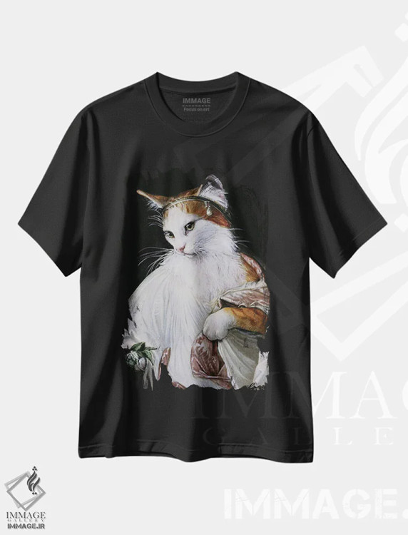تیشرت مشکی طرح دار – تیشرت گربه ,حامل سنبل الطیب اثر ملیندا کوپر immage.ir