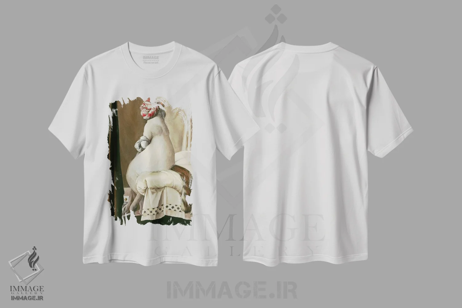 تیشرت سفید طرح دار – تیشرت حیوانات ,حمام گربه اثر ملیندا کوپر immage.ir