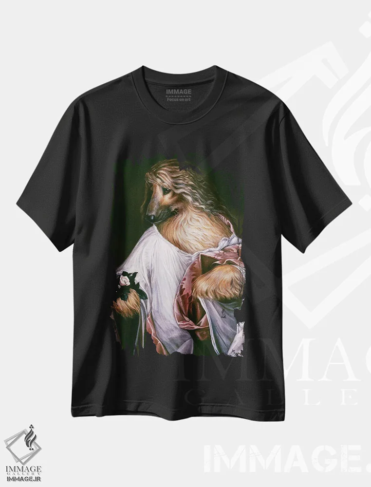 تیشرت مشکی طرح دار – تیشرت سگ ,قالیچه فلورا اثر ملیندا کوپر فروشگاه ایماژ