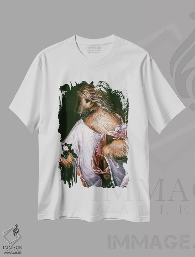 تیشرت سفید طرح دار – تیشرت سگ ,قالیچه فلورا اثر ملیندا کوپر immage.ir
