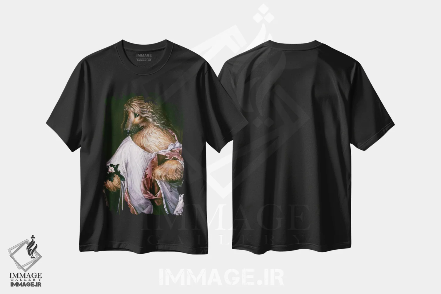 تیشرت مشکی طرح دار – تیشرت سگ ,قالیچه فلورا اثر ملیندا کوپر فروشگاه ایماژ