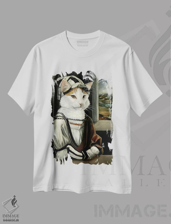 تیشرت سفید طرح دار – تیشرت گربه ,گیزمو اثر ملیندا کوپر immage.ir