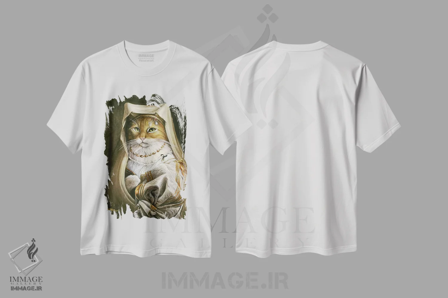 تیشرت سفید طرح دار – تیشرت گربه ,گلدی اثر ملیندا کوپر immage.ir