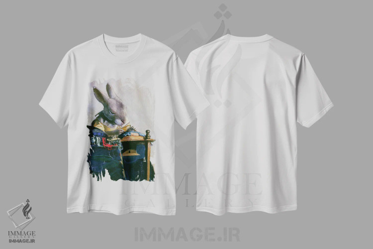 تیشرت سفید طرح دار – تیشرت خرگوش ,خرگوش توری اثر ملیندا کوپر immage.ir