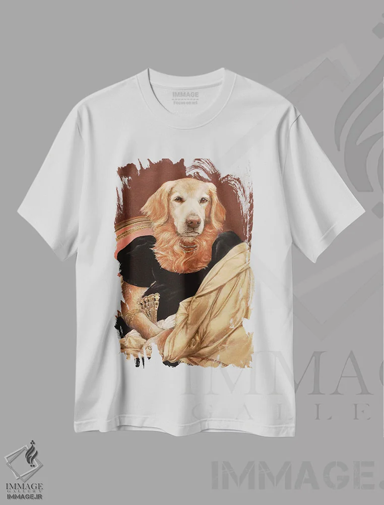 تیشرت سفید طرح دار – تیشرت سگ ,خانم سیدنی اثر ملیندا کوپر فروشگاه ایماژ