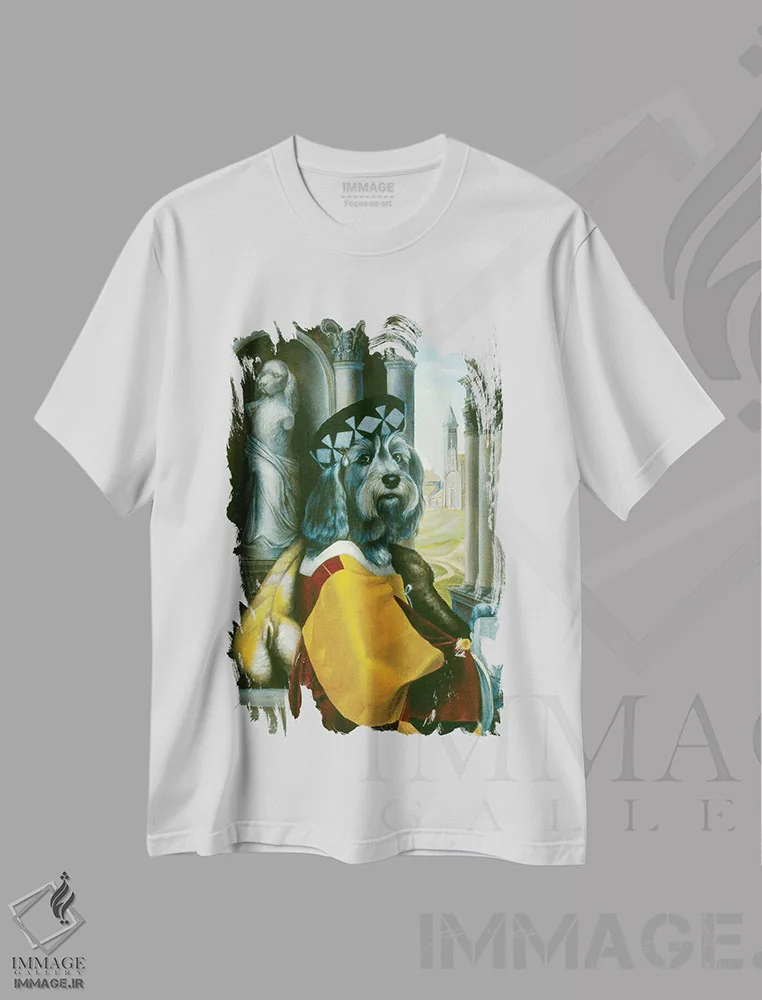 تیشرت سفید طرح دار – تیشرت سگ ,سیدی اثر ملیندا کوپر فروشگاه ایماژ