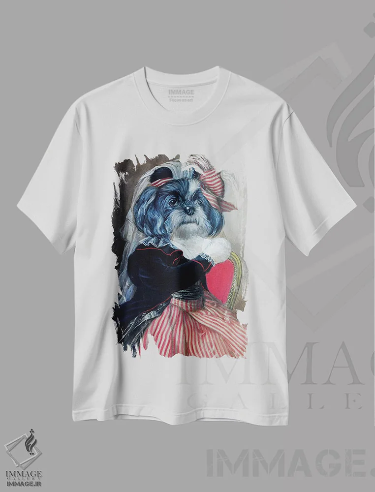 تیشرت سفید طرح دار – تیشرت سگ ,ساندی اثر ملیندا کوپر فروشگاه ایماژ